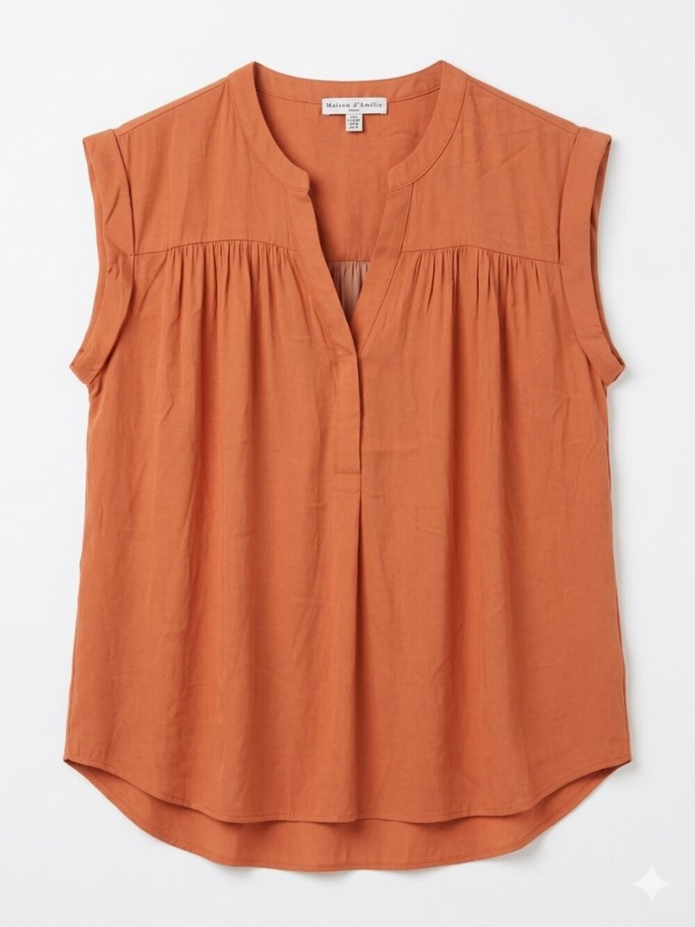 Maison d’Indie Paris Sleeveless V-Neck Blouse in Rust